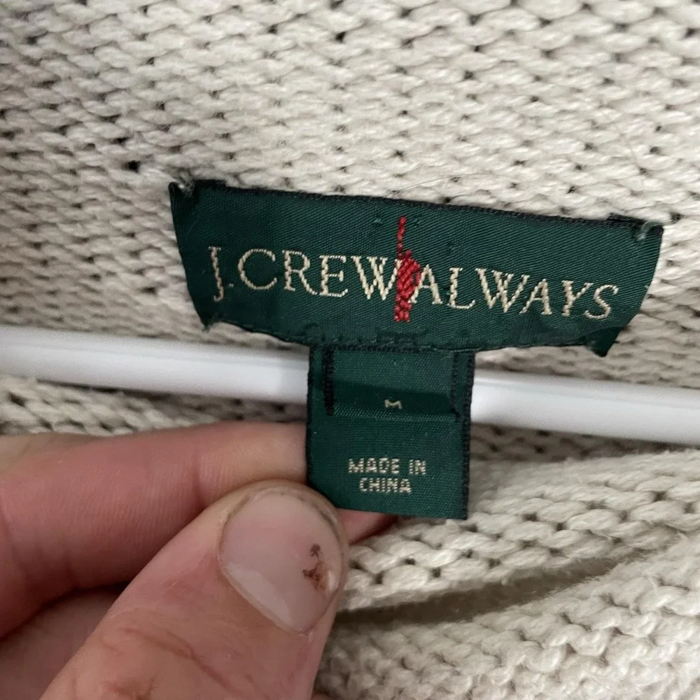 J Crew Always Sweater Adults 1988 Cotton Rollneck Sweater Oarsman Medium Ivory